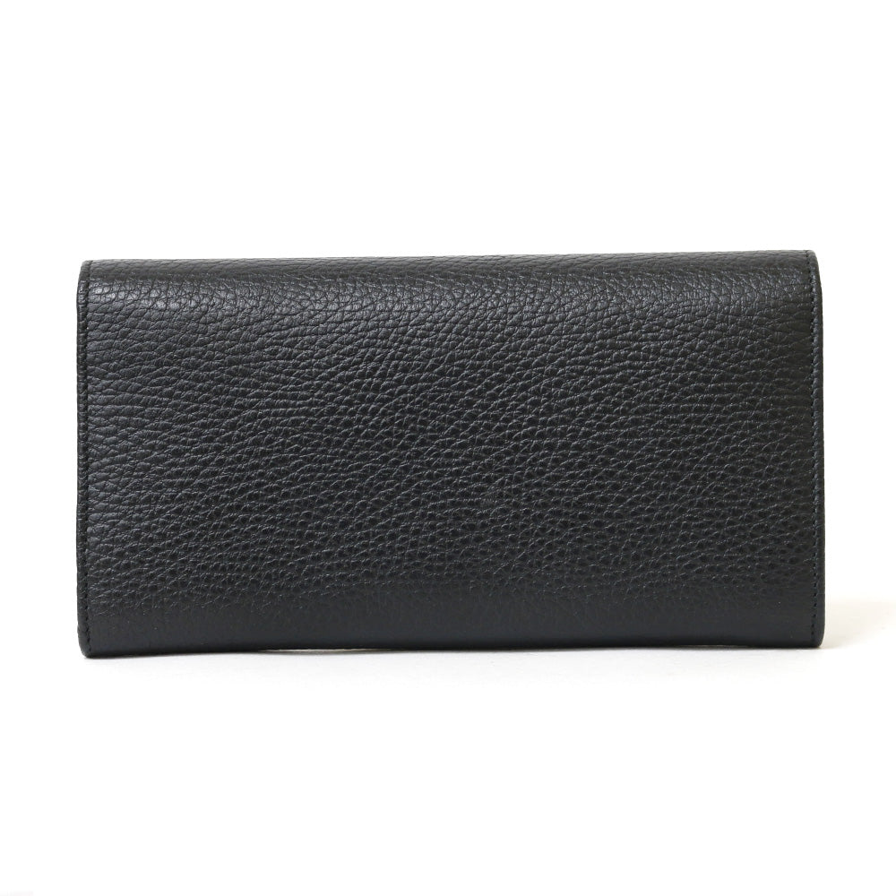 中古】 グッチ GUCCI 長財布 GGマーモント レザー ブラック 黒