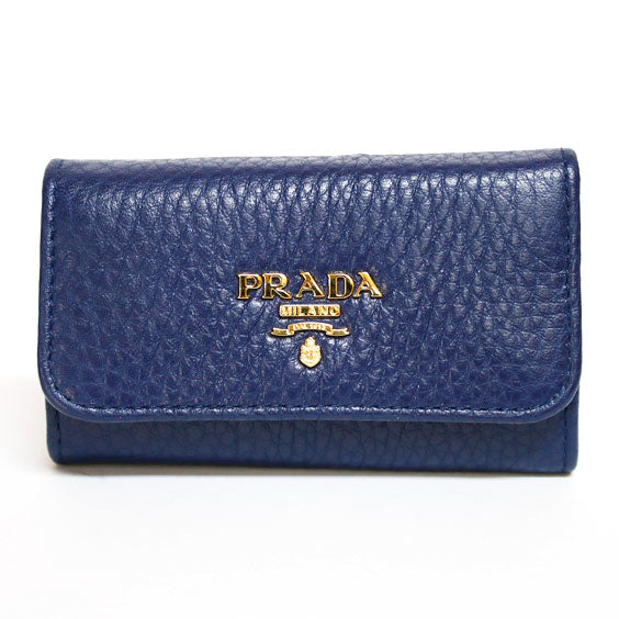 中古】 プラダ PRADA キーケース ヴィテッロ グレイン ネイビー