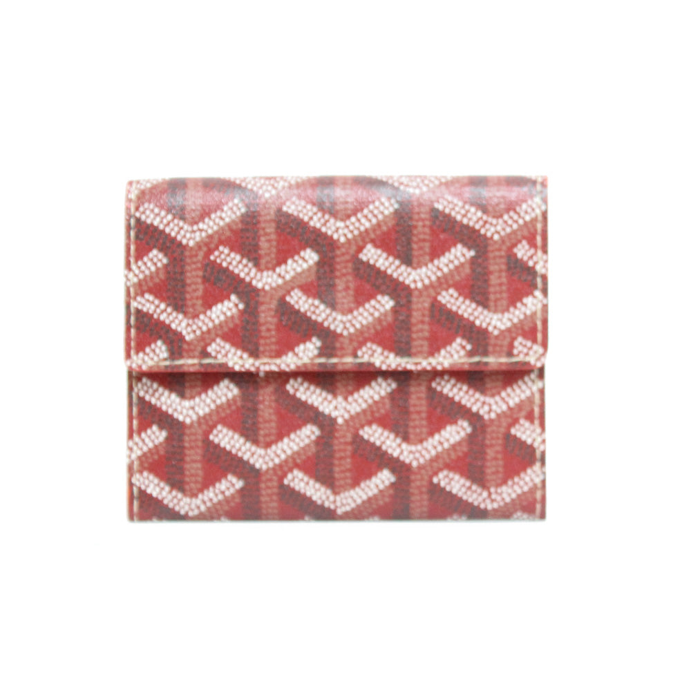 GOYARD ゴヤール 二つ折り財布 レッド 中古】 ゴヤール GOYARD 二つ折り財布 ミニ財布 美品 レザー レッド 赤