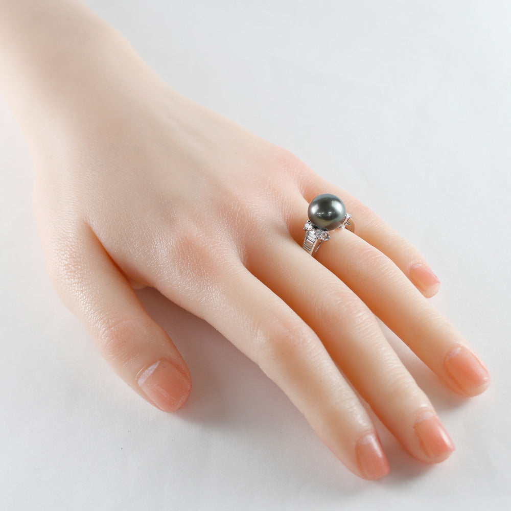 ミキモト MIKIMOTO リング・指輪 11号 Pt950プラチナ 黒真珠 1珠