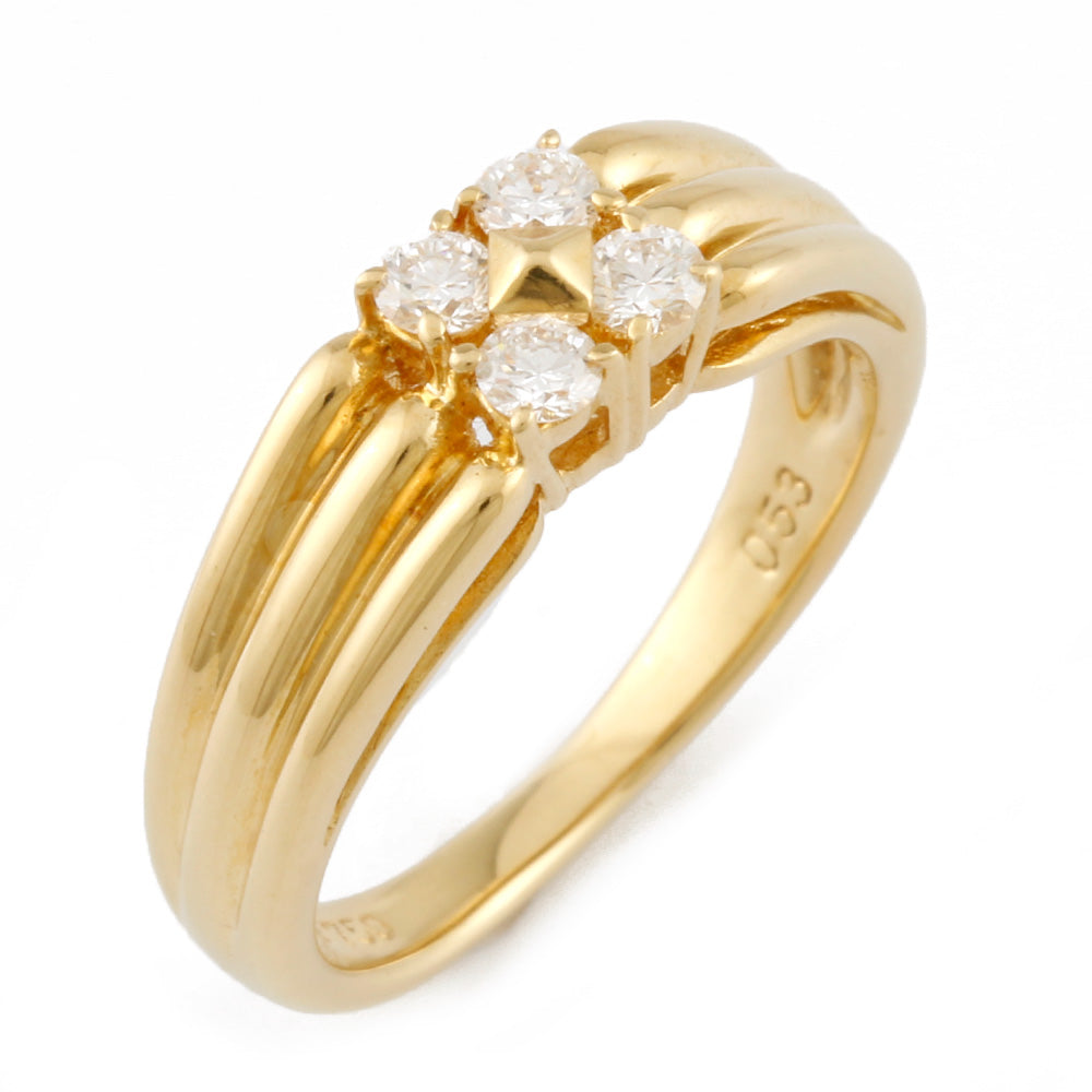 【中古】 ディオール Dior K18 リング 指輪 ダイヤモンド：4石 18金 K18ゴールド ゴールド レディース【BJ】【BIM】