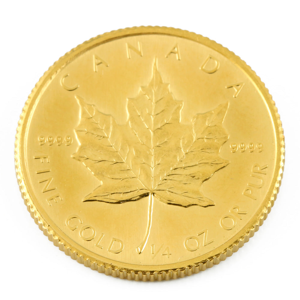 【中古】 K24 外国コイン メイプルリーフ 1/4オンス 10ドル カナダ 純金 金貨 24金 K24ゴールド ゴールド ユニセックス