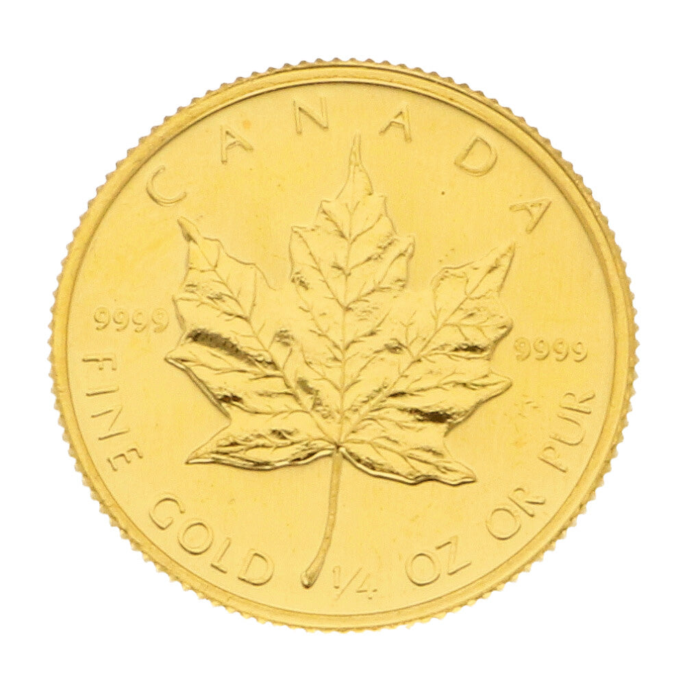 中古】 K24 外国コイン メイプルリーフ 1/4オンス 10ドル 1984 カナダ