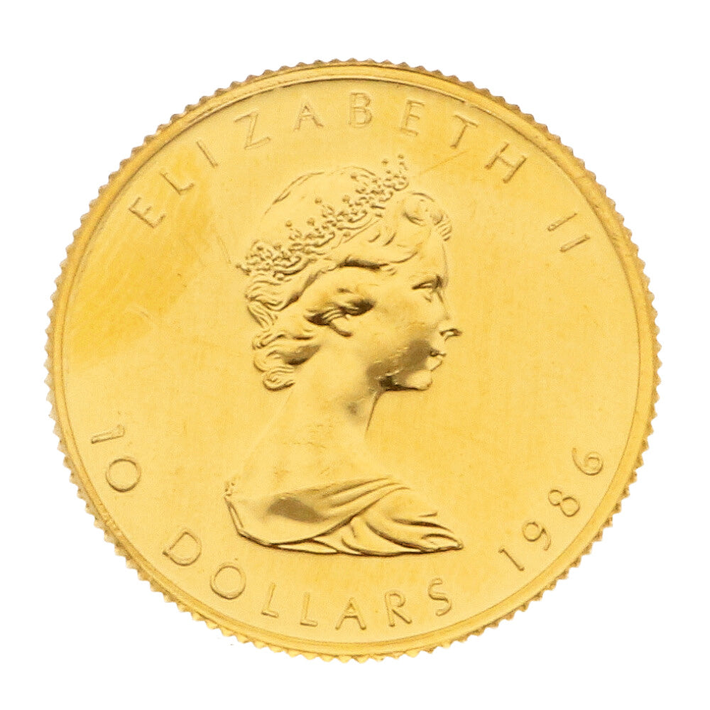【中古】 K24 外国コイン メイプルリーフ 1/4オンス 10ドル 1986 カナダ 純金 金貨 24金 K24ゴールド ゴールド ユニセックス