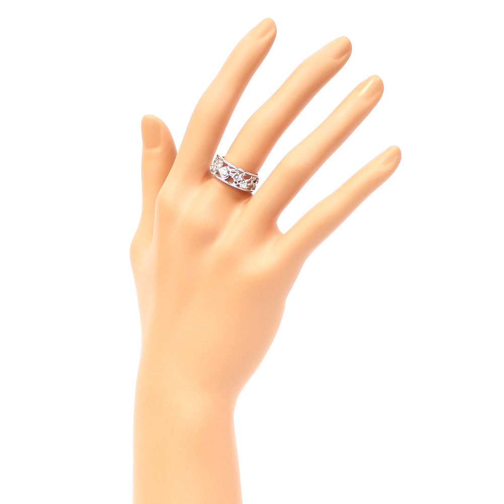 【中古】 K18WG リング 指輪 ダイヤモンド：5石 幅広 ダイヤモンド 18金 K18ホワイトゴールド シルバー レディース【SH】