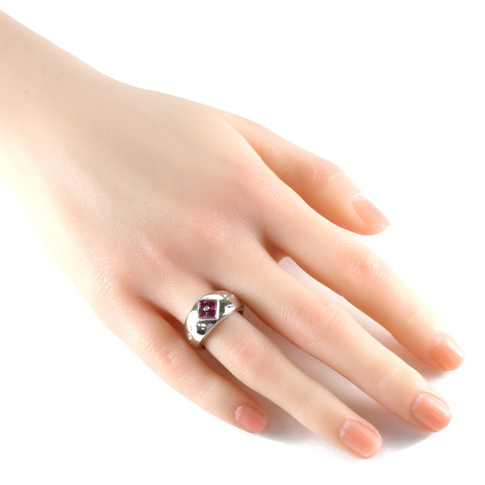 リング・指輪 12号 Pt900プラチナ ルビー 0.64ct ダイヤモンド 0.14ct