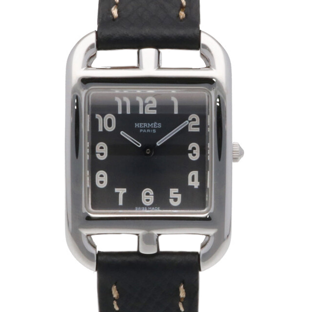 【中古】 エルメス HERMES SS 腕時計 ケープコッド ステンレススチール CC1-210 シルバー ブラック レディース【BIM】