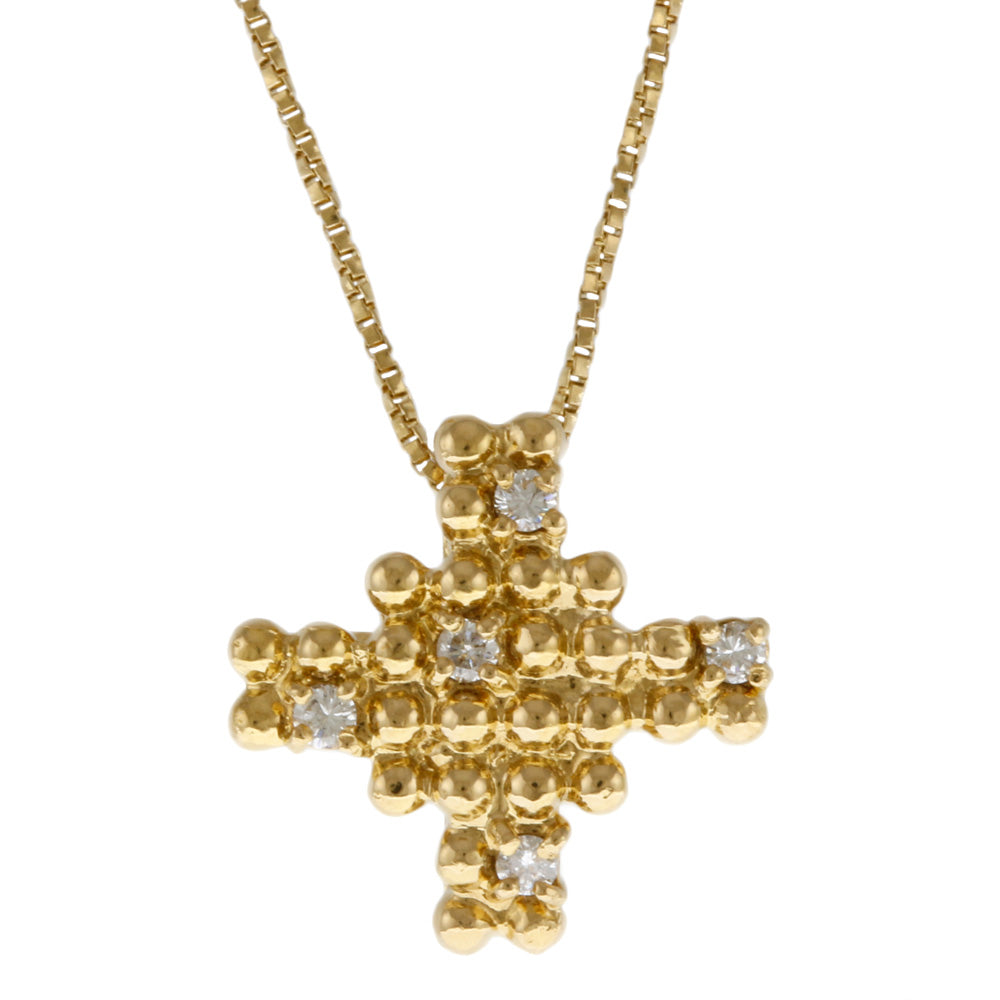 【中古】 イヴ・サンローラン YVES SAINT LAURENT K18 ネックレス ダイヤモンド 0.12ct クロス 18金 K18ゴールド  ゴールド レディース【SH】【BJ】【BIM】