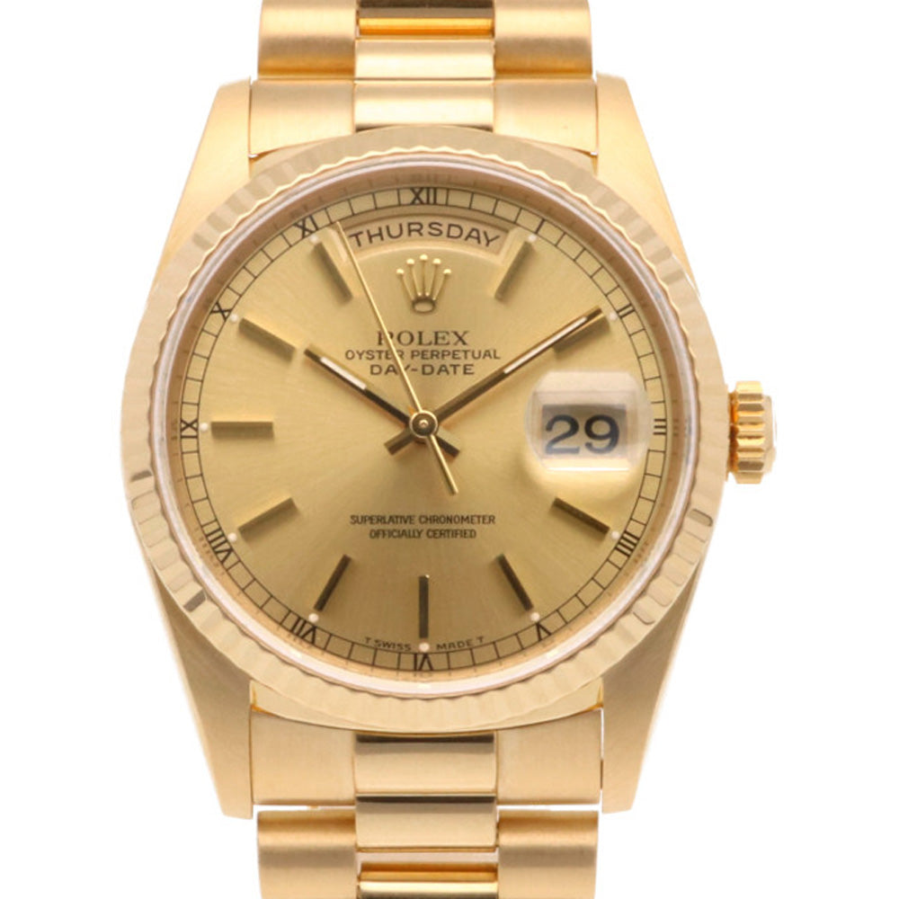 ロレックス ROLEX デイデイト オイスターパーペチュアル 腕時計 18金 K18イエローゴールド 18238 メンズ 中古 【1年保証】