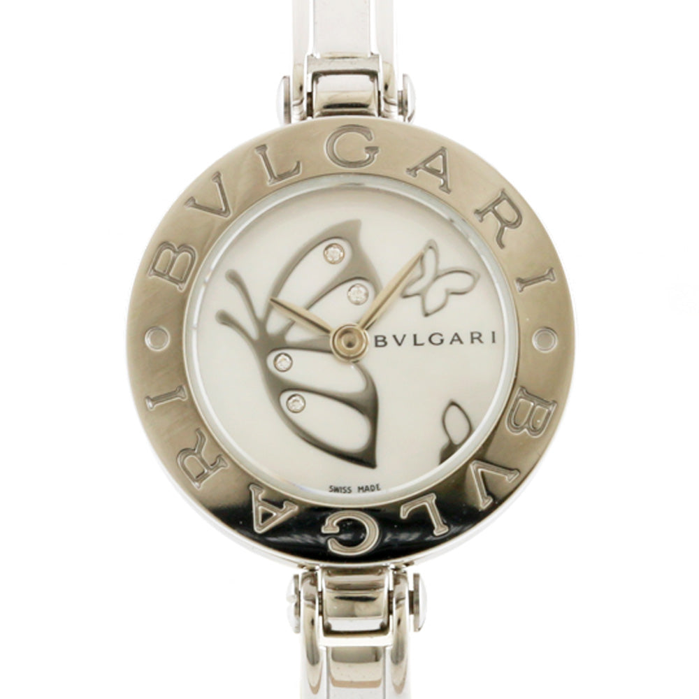 中古】 ブルガリ BVLGARI SS 腕時計 バングル バタフライ ホワイト