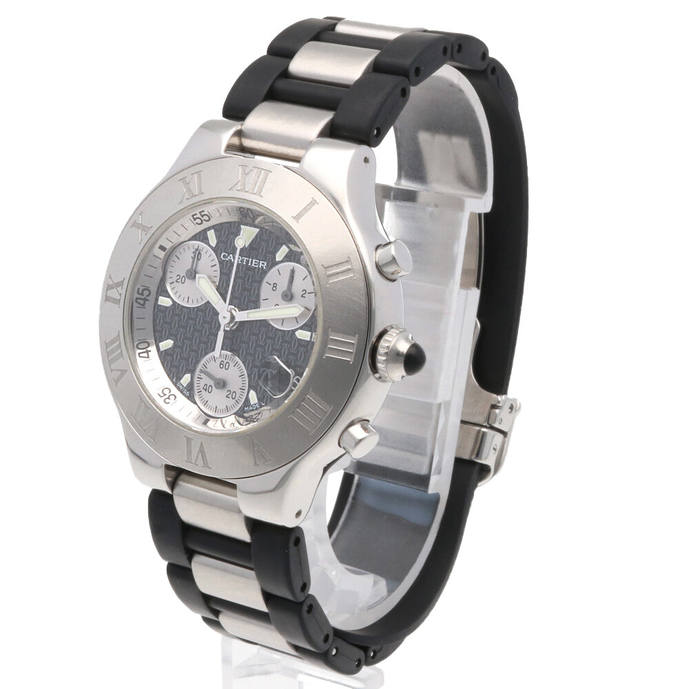 CARTIER カルティエ クロノスカフ 腕時計 ステンレススチール 2424 クオーツ メンズ 1年保証 【中古】