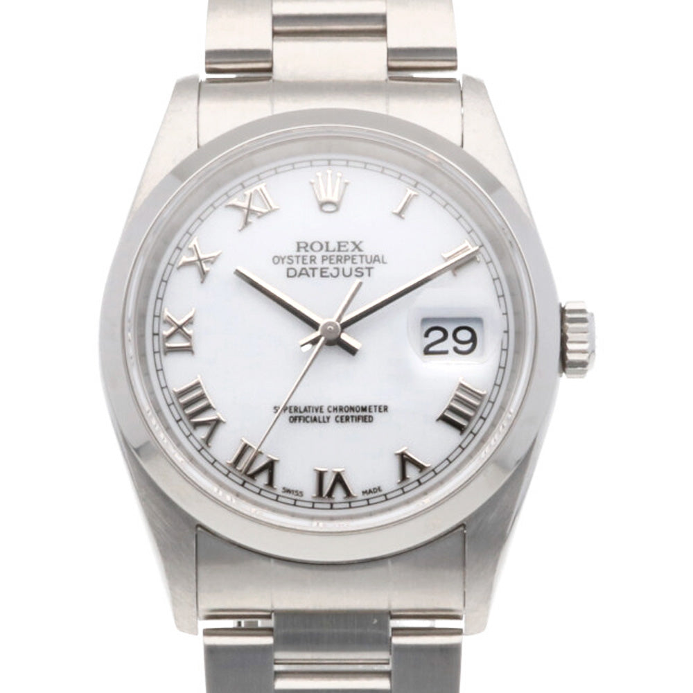 【中古】 ロレックス ROLEX デイトジャスト SS 腕時計 K番 2001年式 ギャランティ ローマ数字 オイスターパーペチュアル  ステンレススチール 16200 シルバー ホワイト メンズ【SH】【BIM】