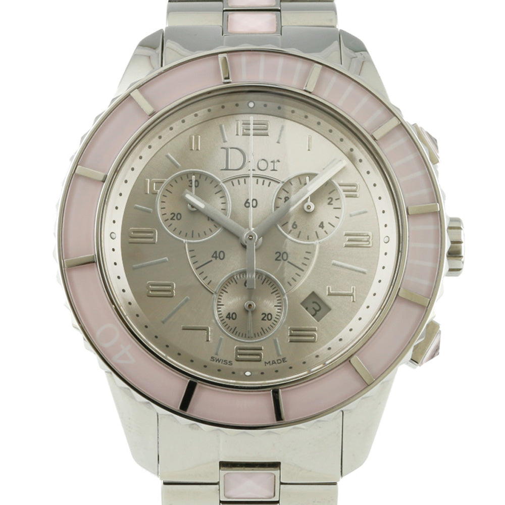 中古】 ディオール Dior SS 腕時計 クリスタルクロノグラフ ステンレス