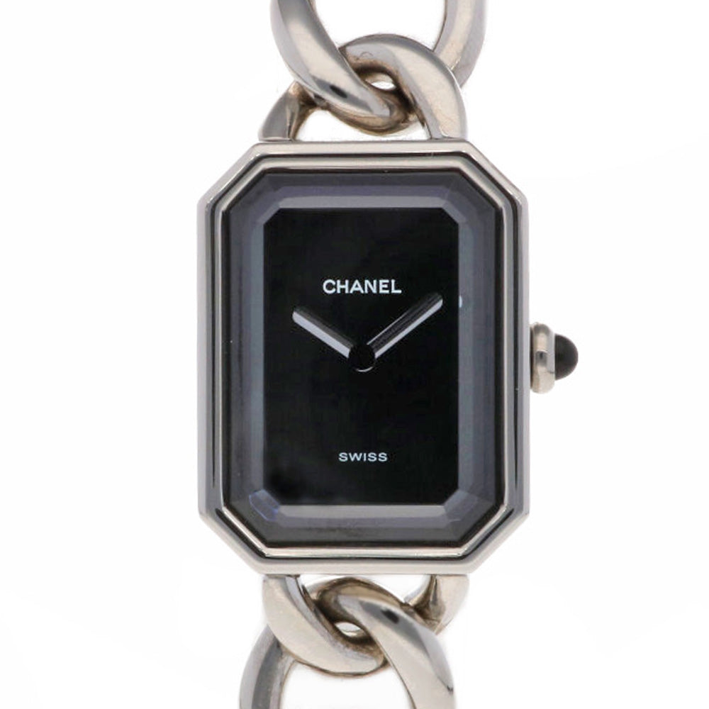 【中古】 シャネル CHANEL SS 腕時計 チェーン エレガント ブレスレット プルミエール XL ステンレススチール H0452 シルバー  ブラック レディース【BIM】