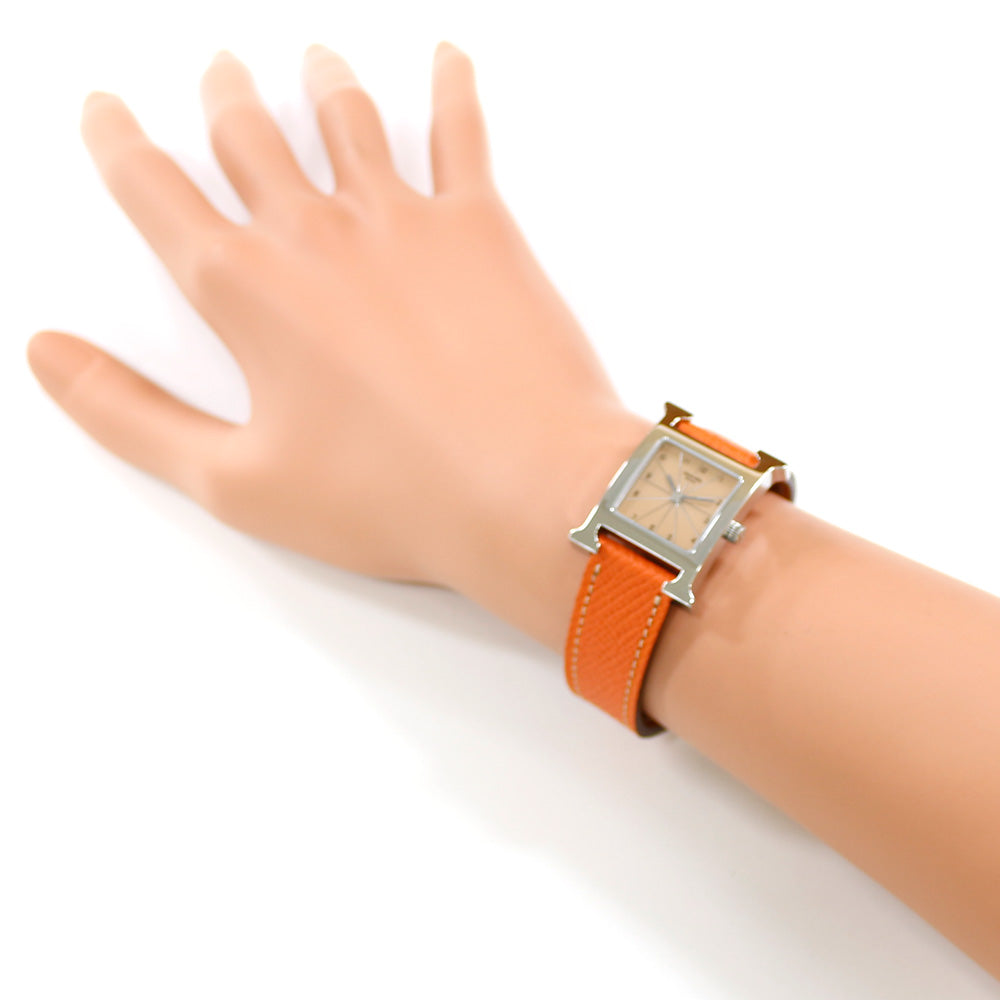 中古】 エルメス HERMES SS 腕時計 Hウォッチ ステンレススチール 