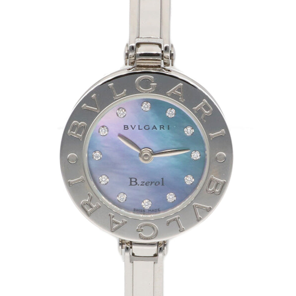 中古】 ブルガリ BVLGARI SS 腕時計 12Pダイヤ バングル ブルーシェル