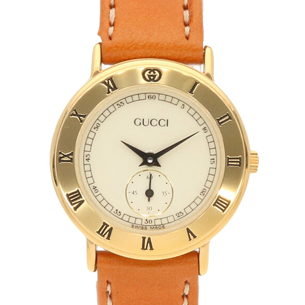 中古】 グッチ GUCCI GP 腕時計 GP レザー 3000.2.L ゴールド ブラウン