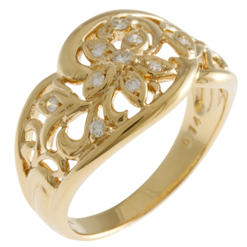 フラワー リング 指輪 16.5号 18金 K18イエローゴールド