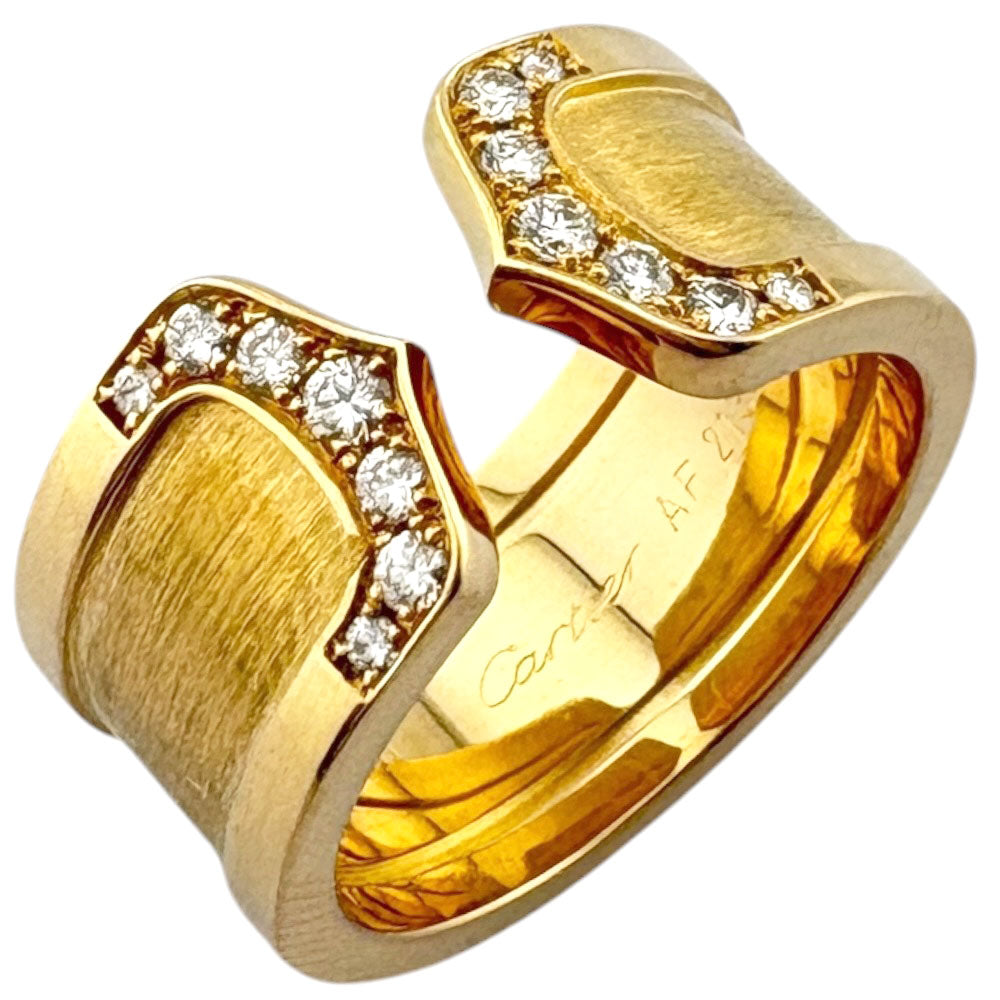 CARTIER Cartier 2C Ring Ring Size 13.5 18K K18 Yellow Gold Diamond