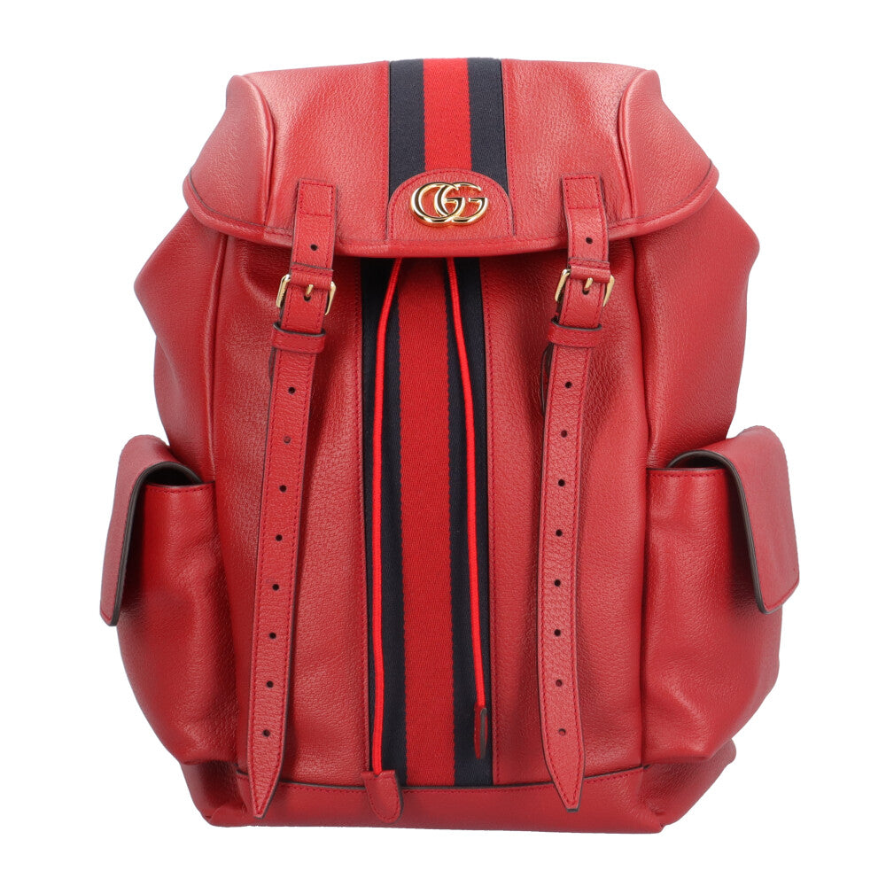 GUCCI レッドレザー リュック です！ GUCCI グッチ ウェブストライプ ミディアム オフィディア リュック