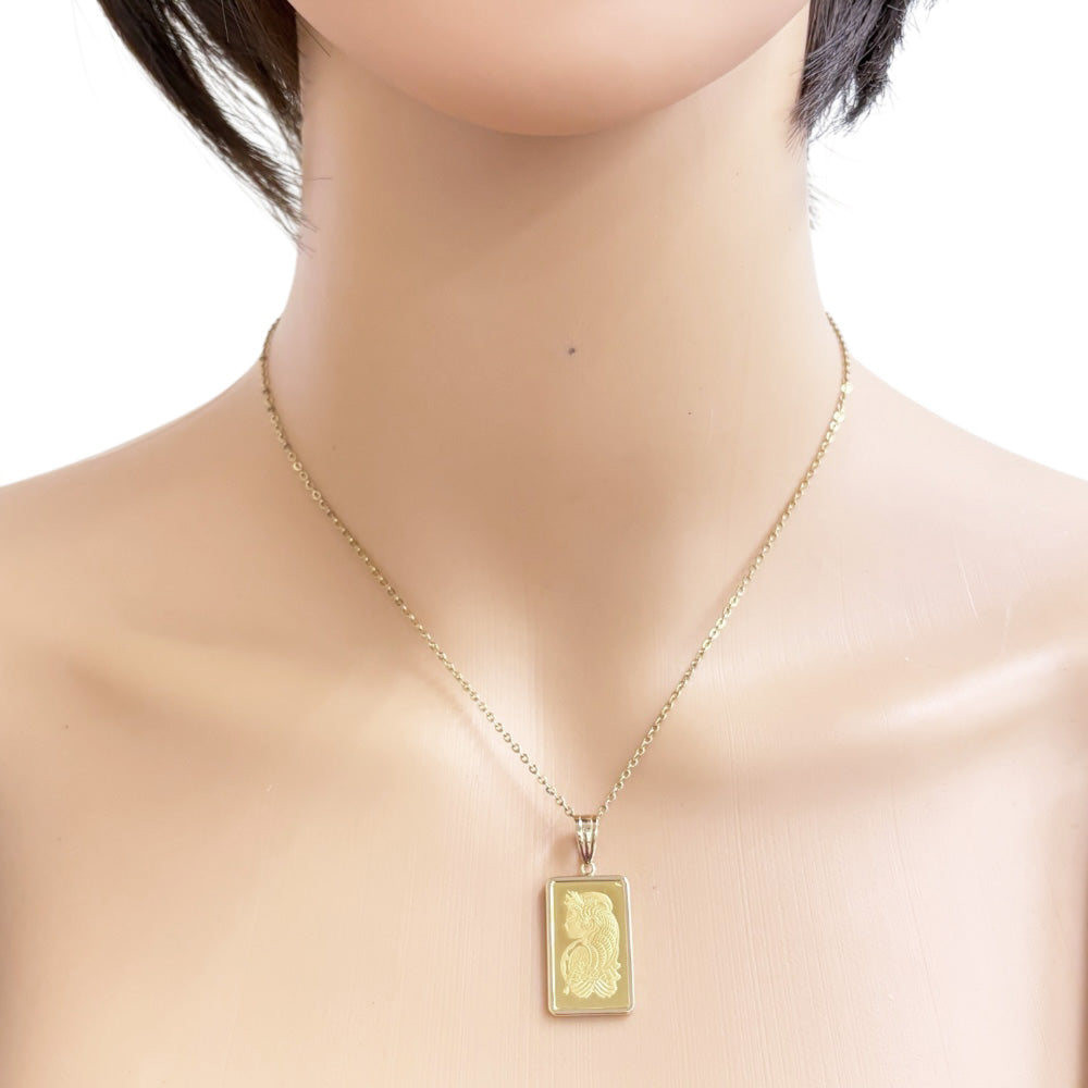 Fortuna Ingot 5g Ingot Pendant Top K24 Yellow Gold Unisex New