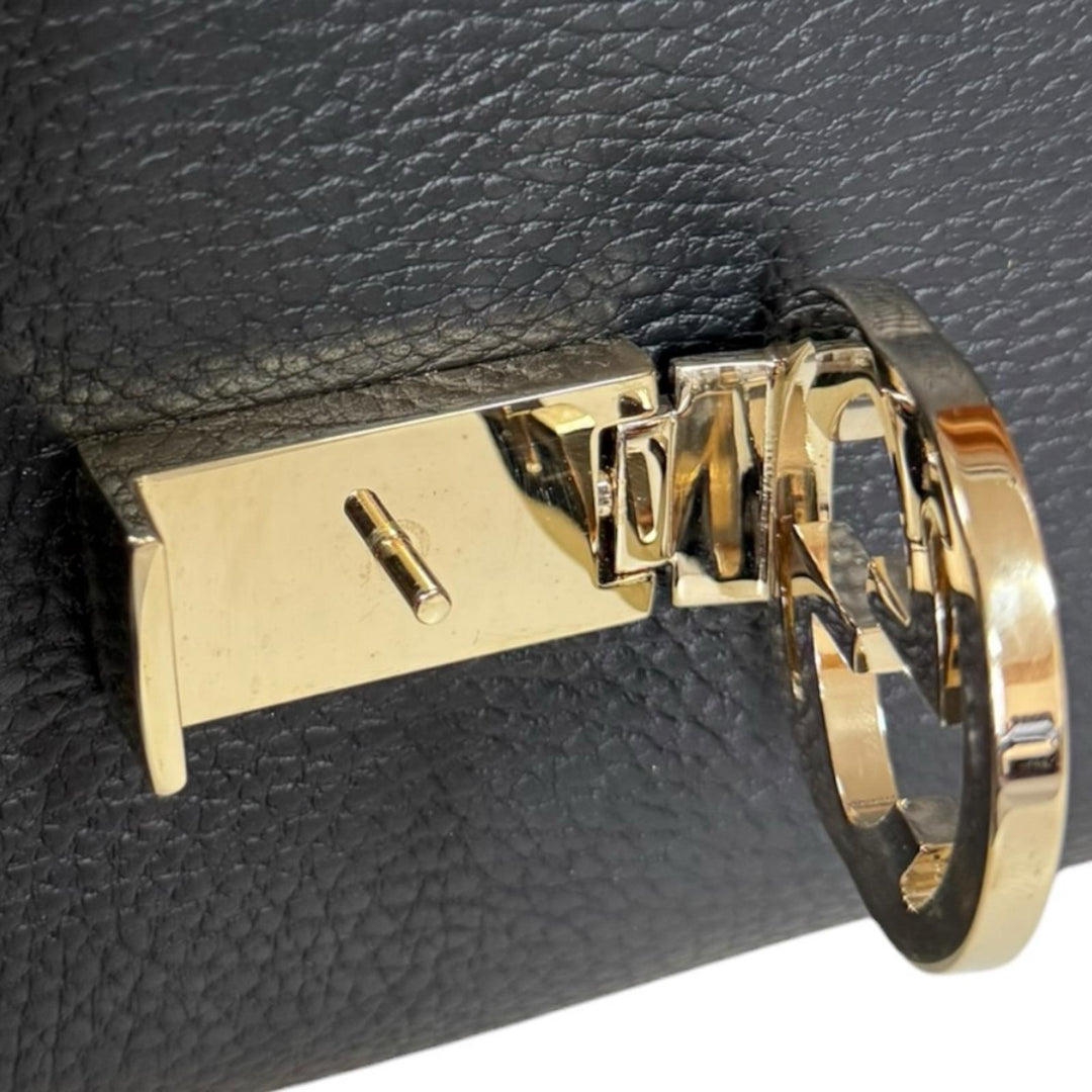GUCCI グッチ インターロッキングG ショルダーバッグ レザー ブラック