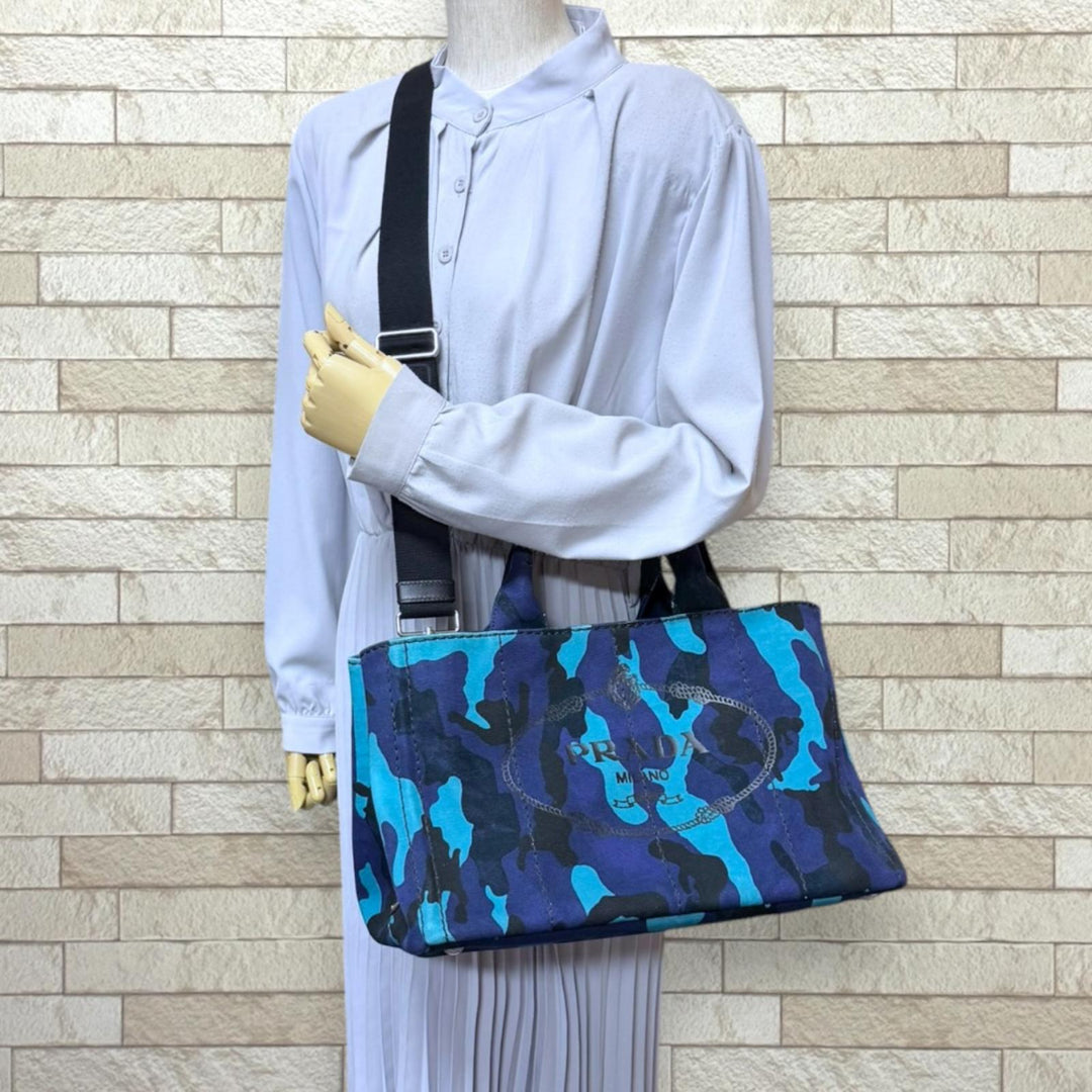 PRADA プラダ カモフラ柄 カナパトートM ショルダーバッグ キャンバス