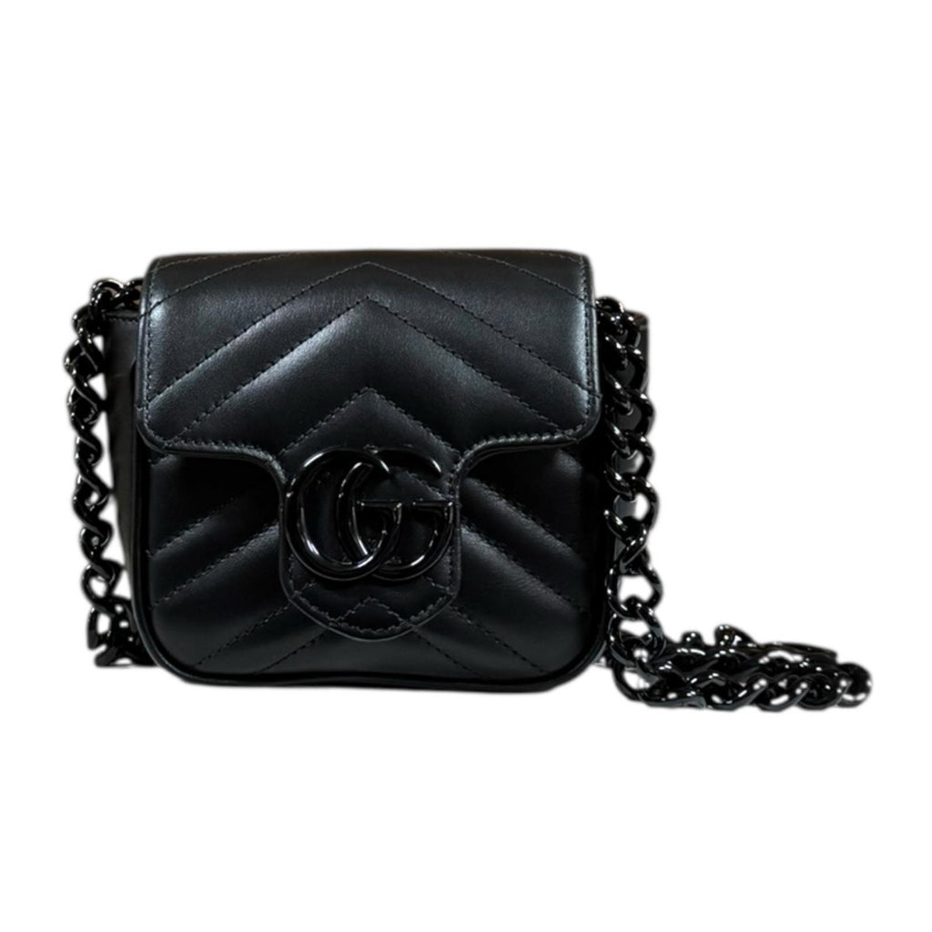 GUCCI グッチ ミニポシェット GGマーモント ショルダーバッグ レザー