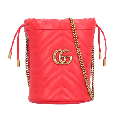 GUCCI グッチ ミニバケット GGマーモント ショルダーバッグ レザー