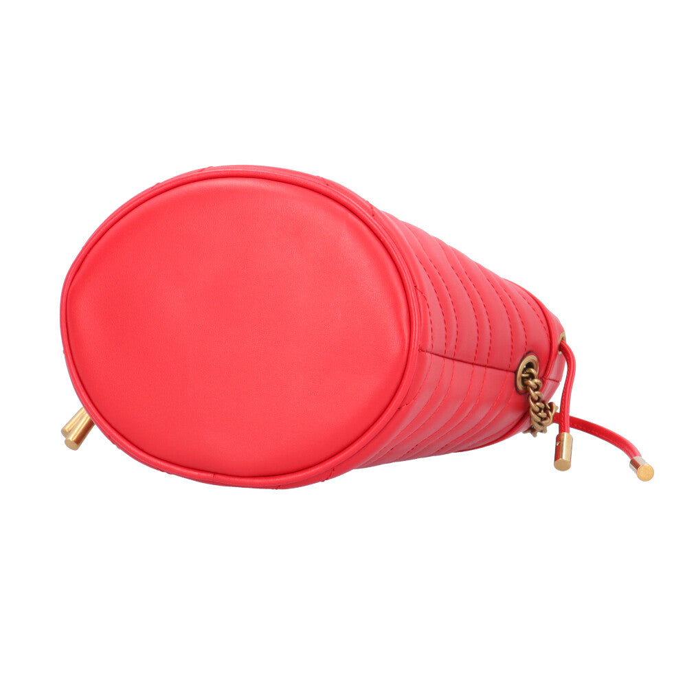 GUCCI グッチ ミニバケット GGマーモント ショルダーバッグ レザー