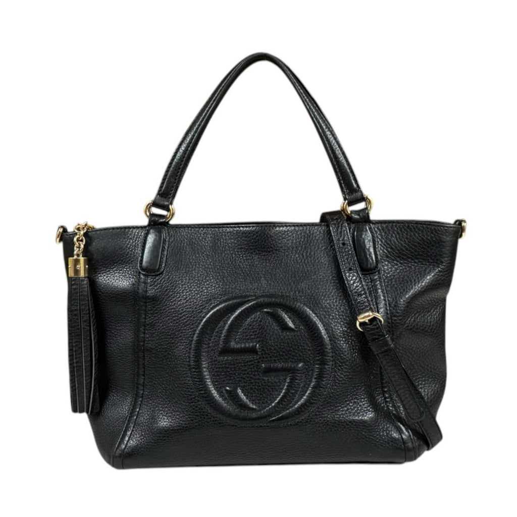 レザー ショルダー ソーホー SOHO グッチ ブラック レザー 黒 バッグ ソーホーショルダー （美品）グッチ GUCCI（グッチ） ゴールド金具 モンステラ・ポトス