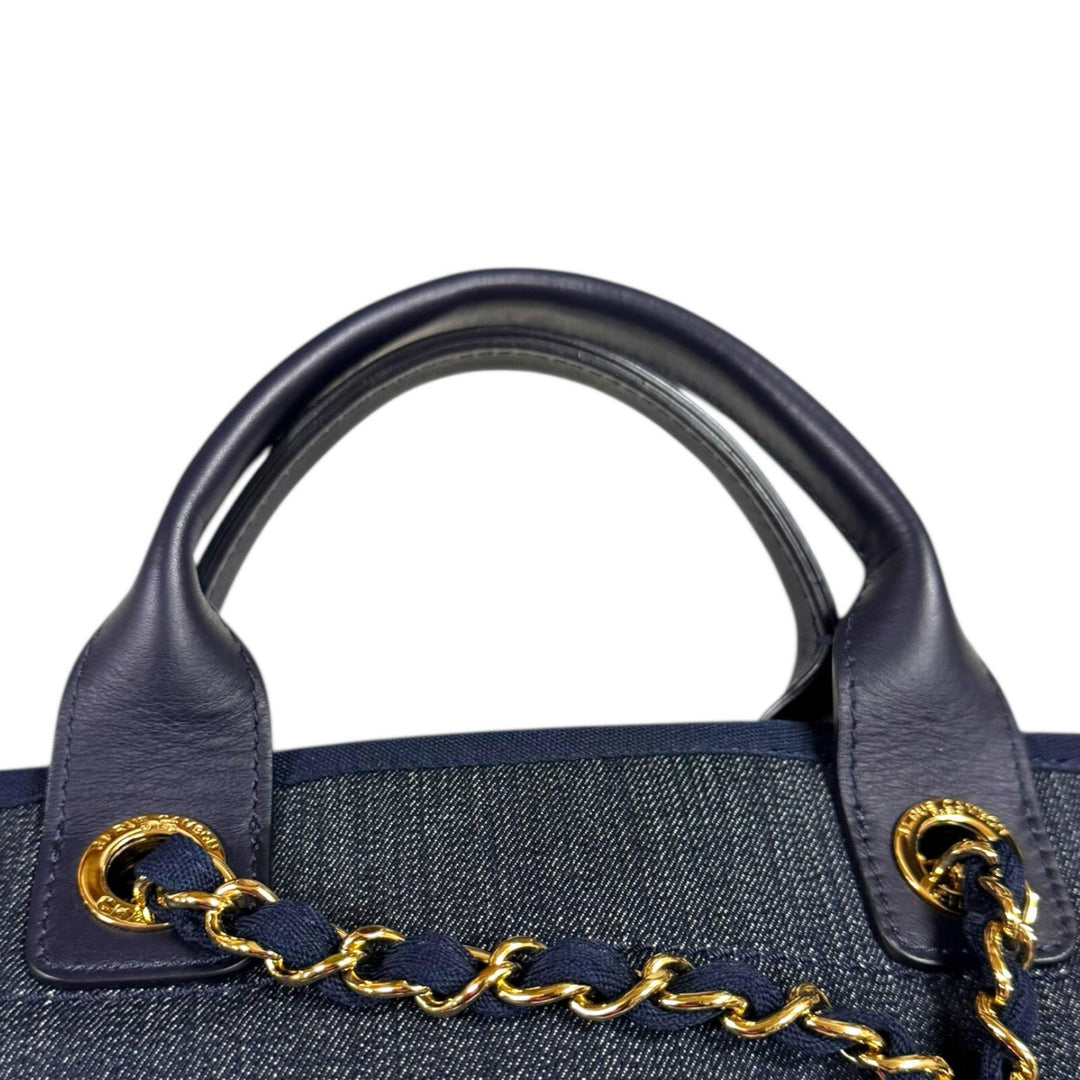 CHANEL シャネル ドーヴィルGM ショルダーバッグ キャンバス ネイビー