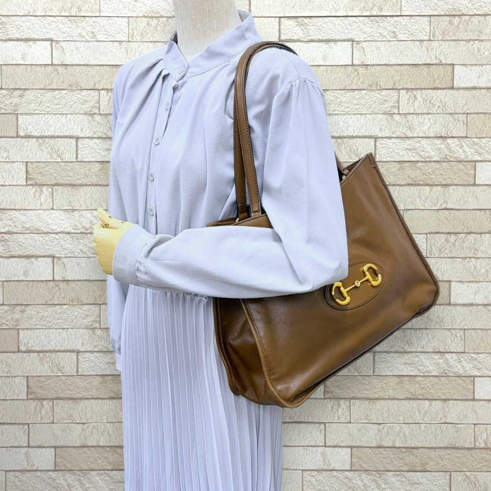 GUCCI グッチ ホースビット 1955 トートバッグ レザー ブラウン