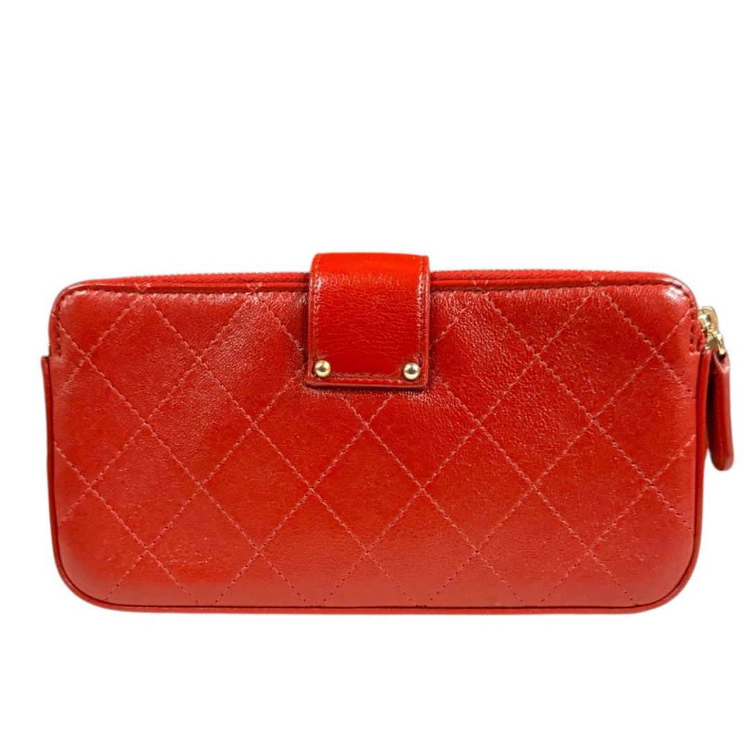 CHANEL シャネル ショルダーバッグ レザー レッド レディース 中古