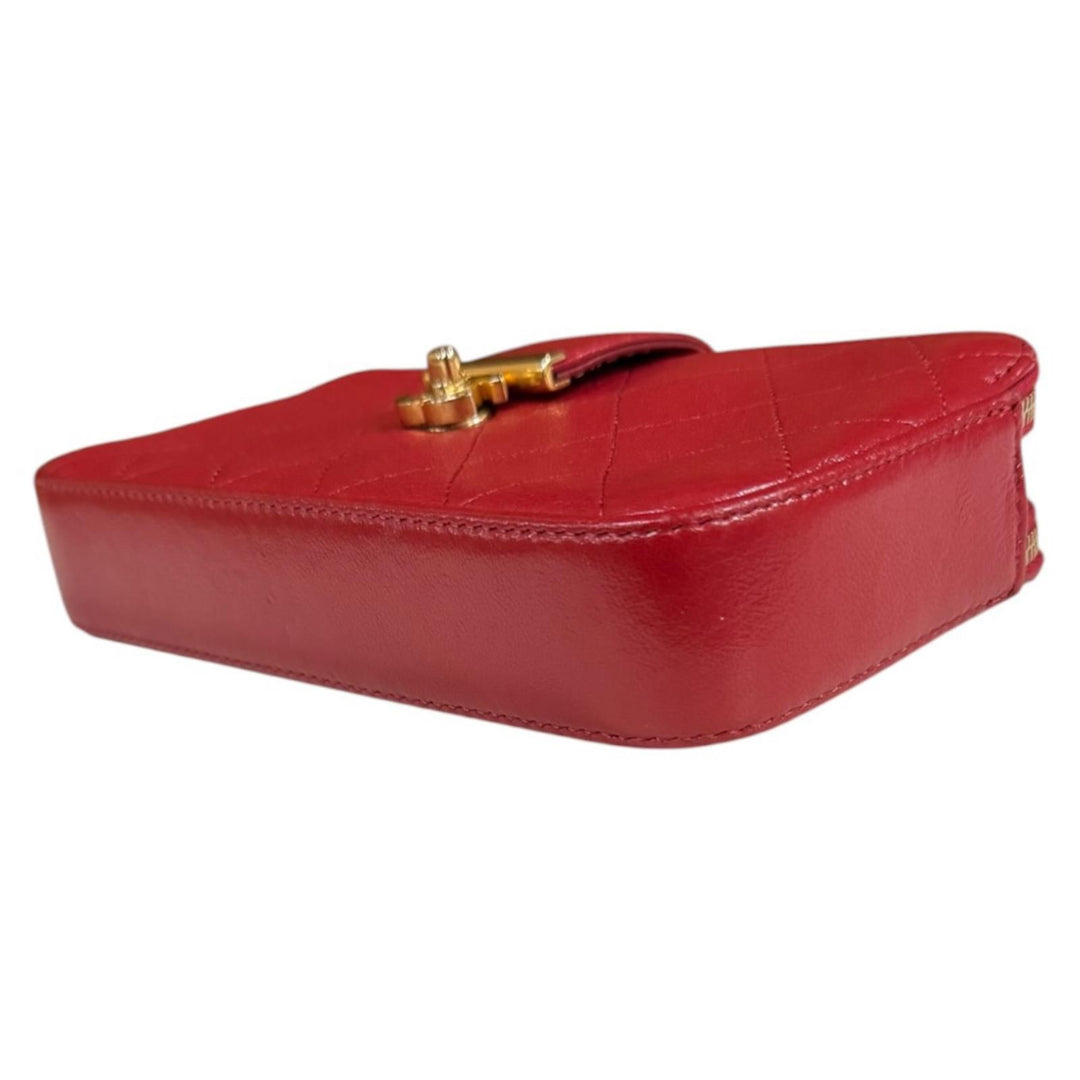CHANEL シャネル ショルダーバッグ レザー レッド レディース 中古