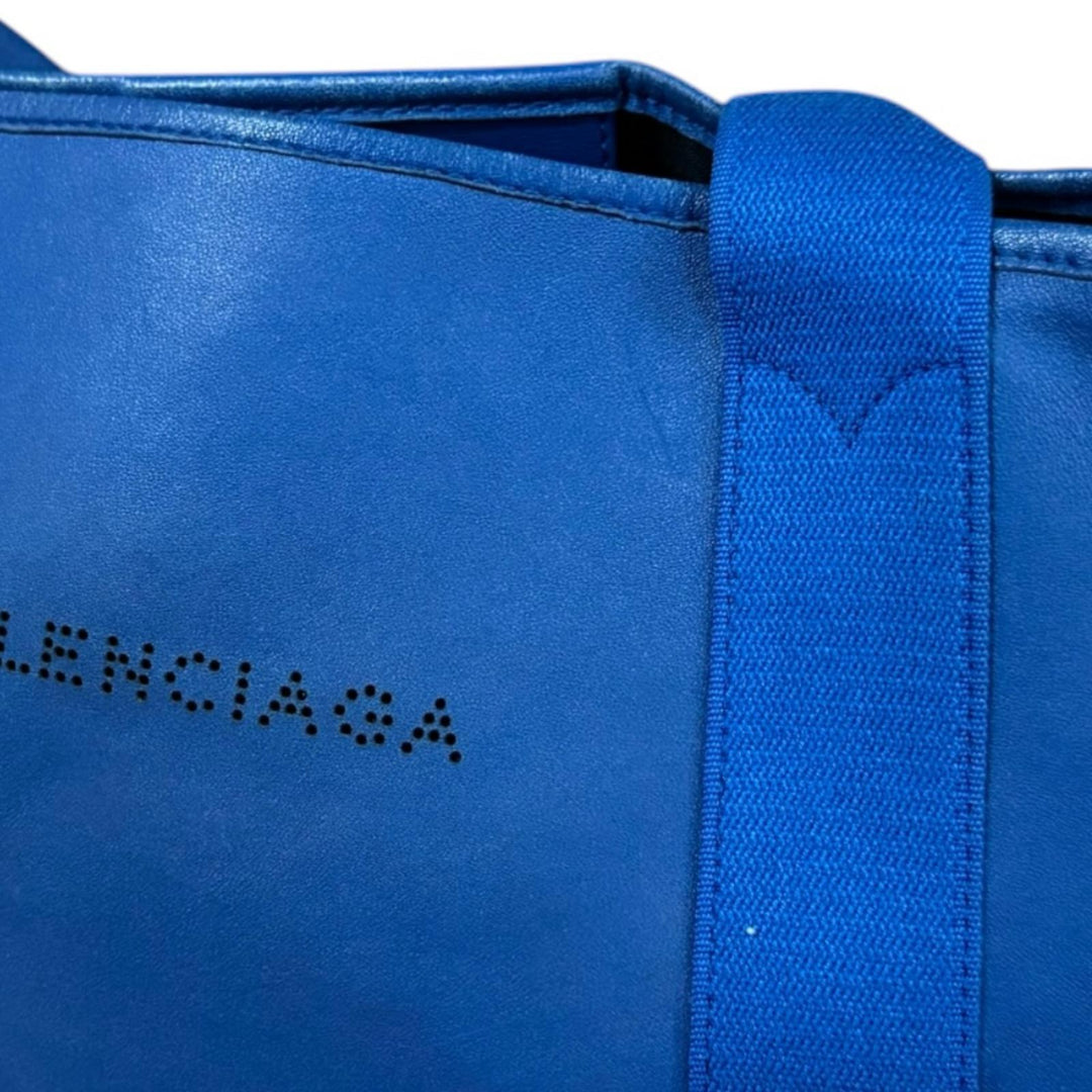 BALENCIAGA バレンシアガ ネイビーカバS ハンドバッグ レザー ブルー