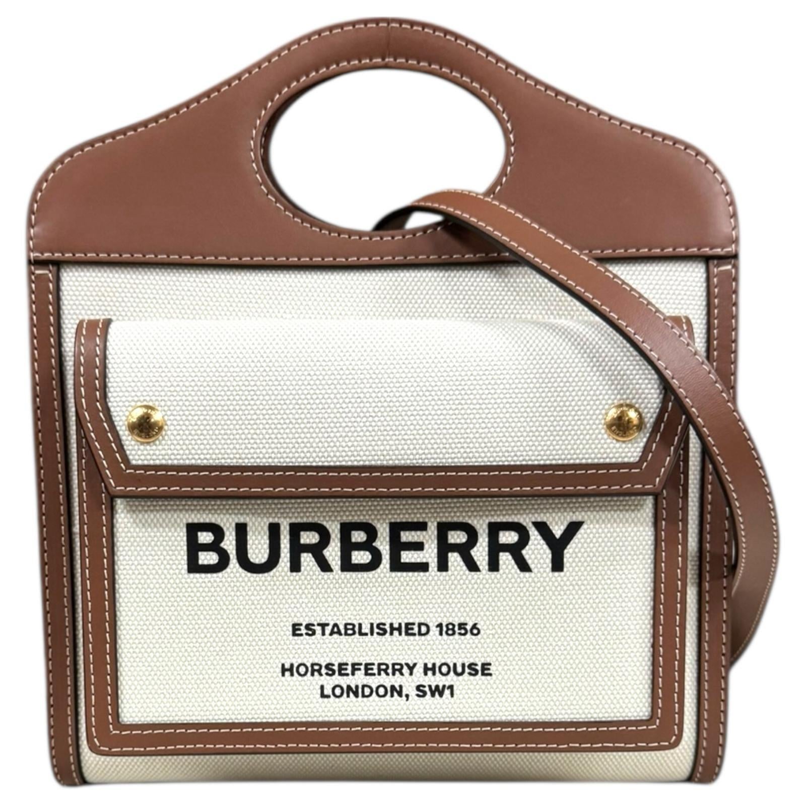 BURBERRY バーバリー ロゴポケット ショルダーバッグ レザー ブラウン