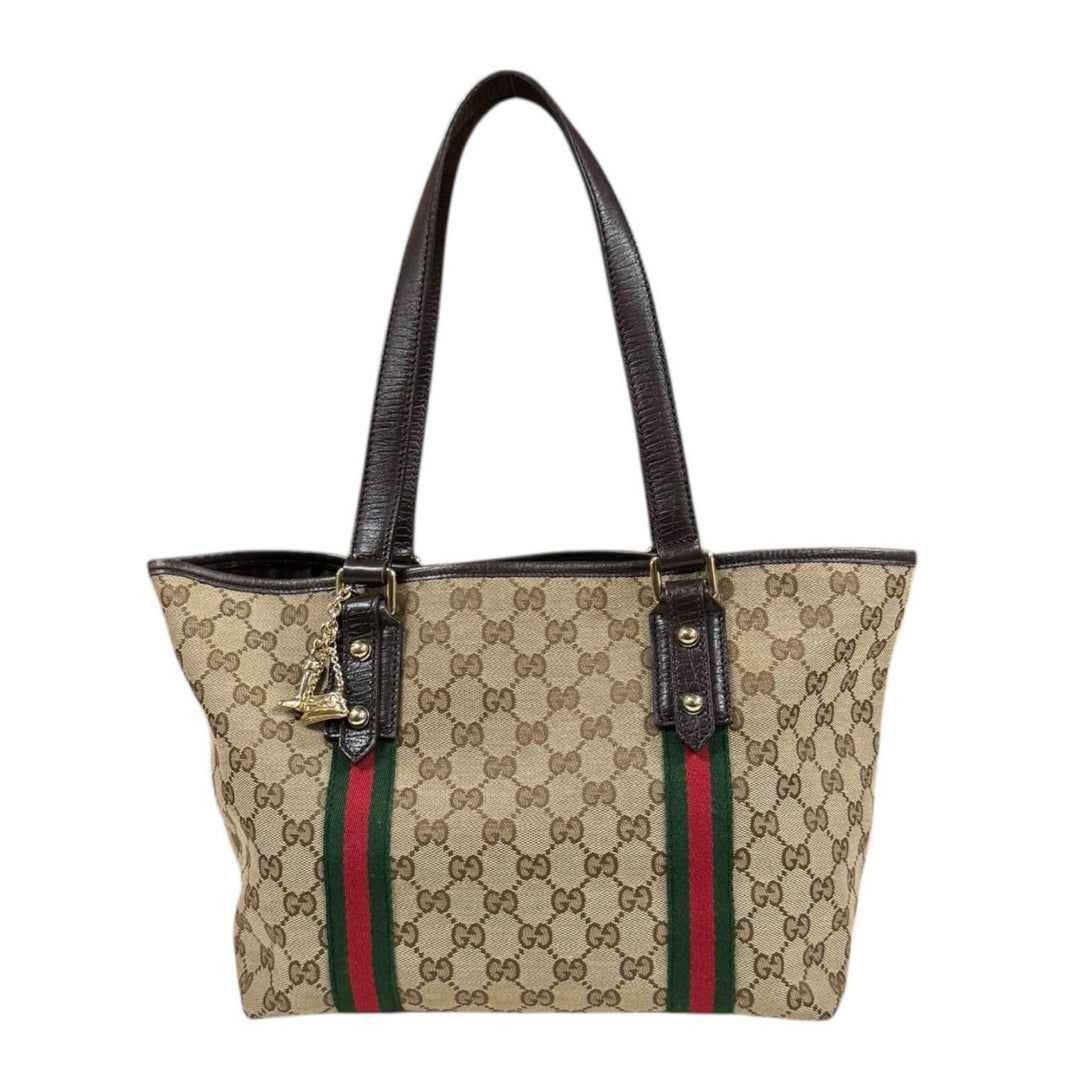 GUCCI ベージュ GG キャンバスシェリーライン　トートバック　肩掛け GUCCI グッチ シェリーライン トートバッグ GGキャンバス ベージュ