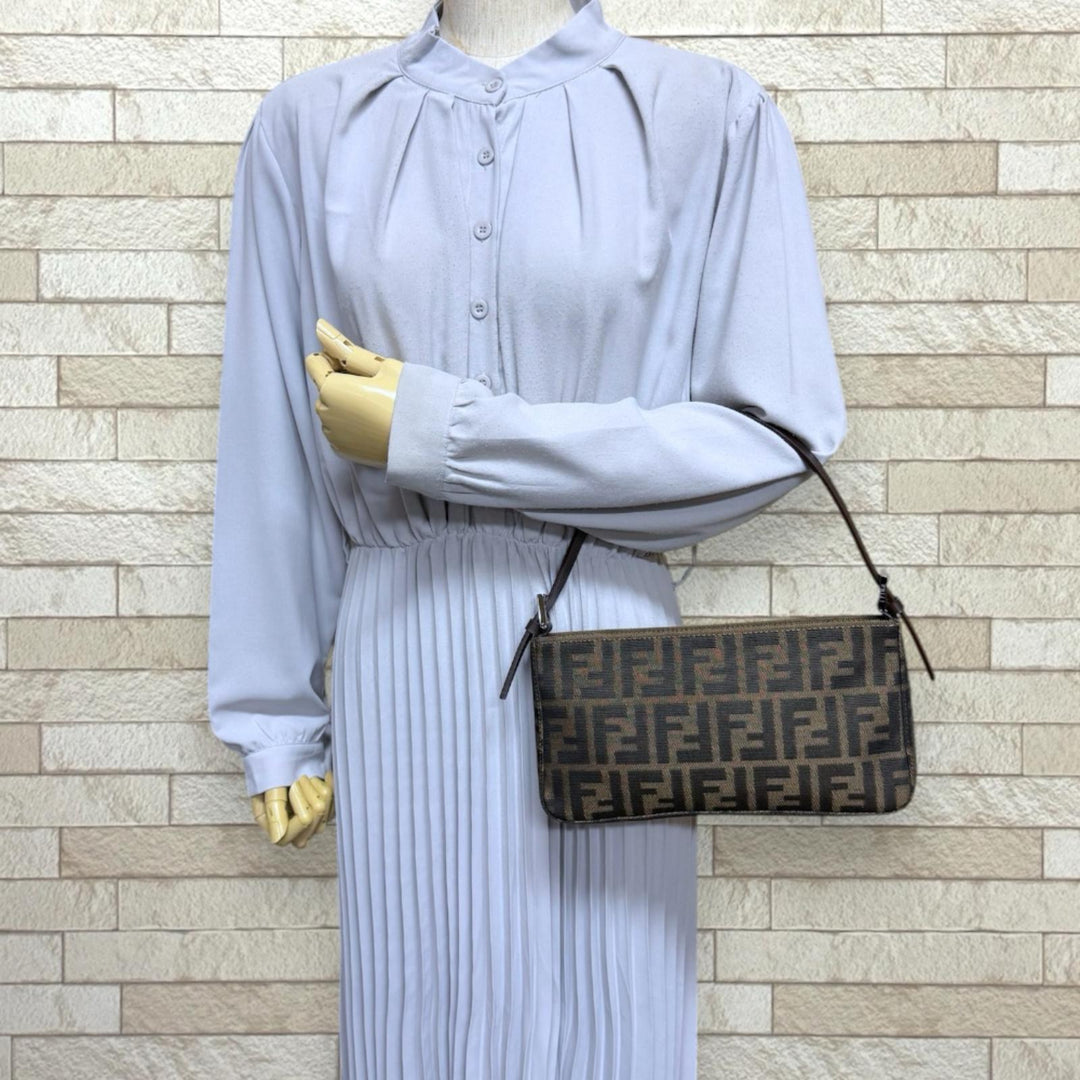 FENDI フェンディ ズッカ ハンドバッグ キャンバス ブラウン