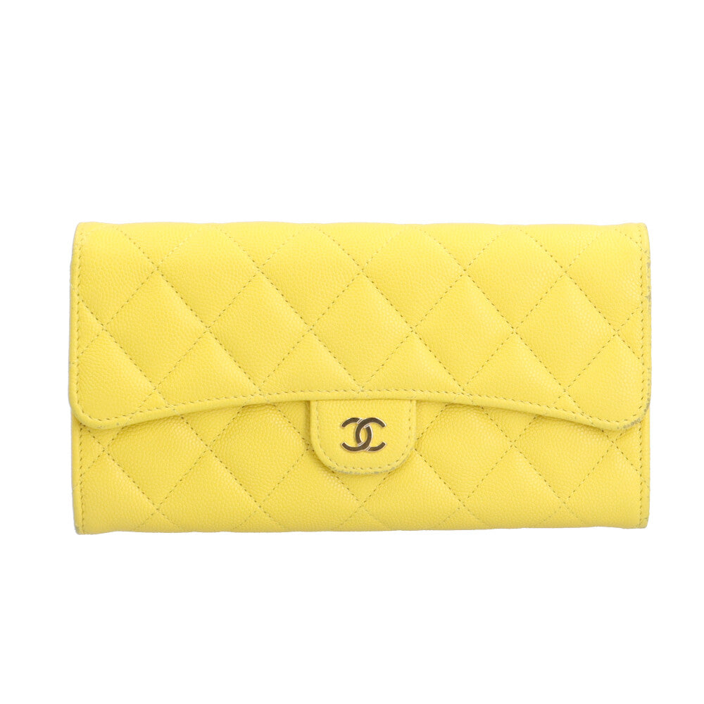 CHANEL マトラッセ キャビアスキン 長財布　クラッシックロングフラップ CHANEL シャネル クラッシックロングフラップウォレット マトラッセ 長