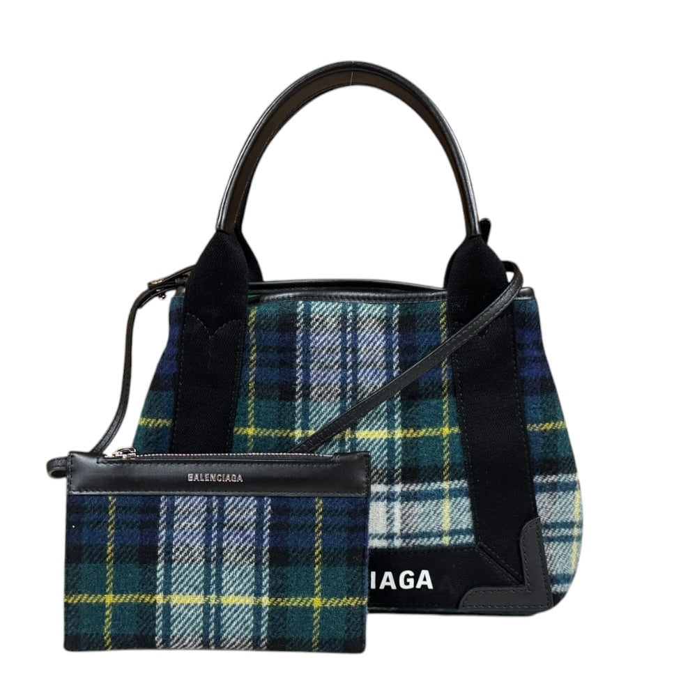 BALENCIAGA バレンシアガ タータンチェック柄 ネイビーカバXS 