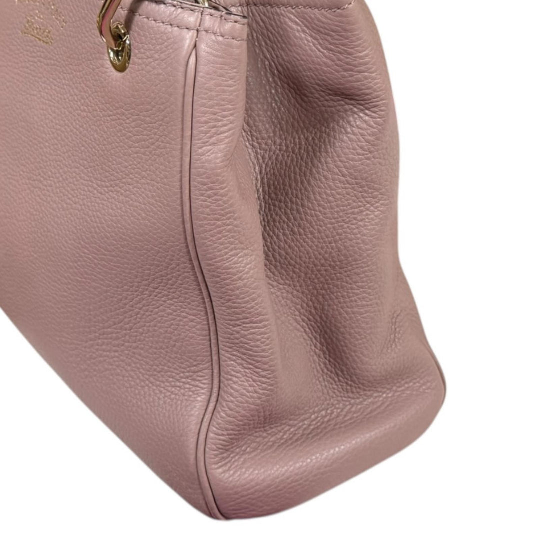 GUCCI グッチ バンブー ショルダーバッグ レザー ピンク レディース