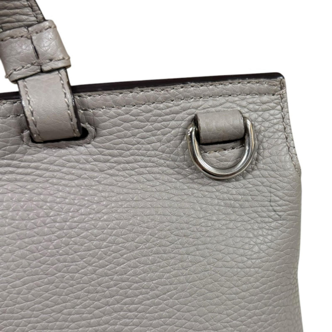 Gucci(グッチ)グレー レザー ハンドバッグ バンブー GUCCI グッチ バンブー ショルダーバッグ レザー グレー レディース