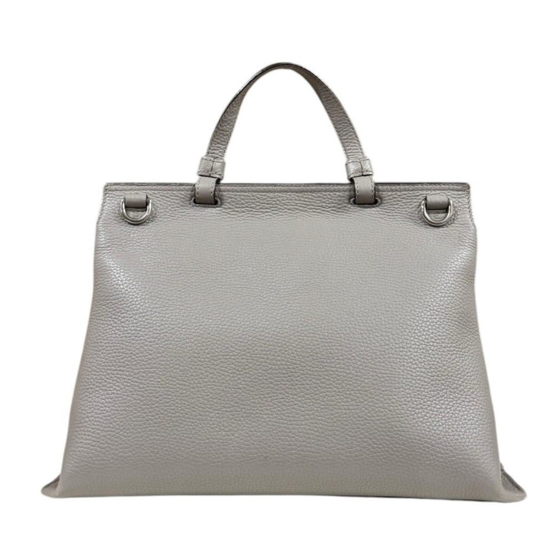 GUCCI グッチ バンブー ショルダーバッグ レザー グレー レディース