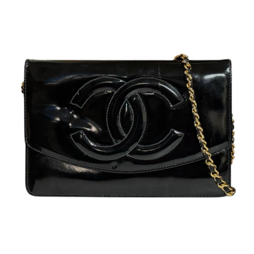 CHANEL シャネル ココマーク ショルダーバッグ エナメル ブラック