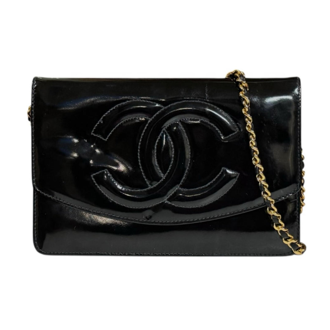 CHANEL シャネル ココマーク ショルダーバッグ エナメル ブラック