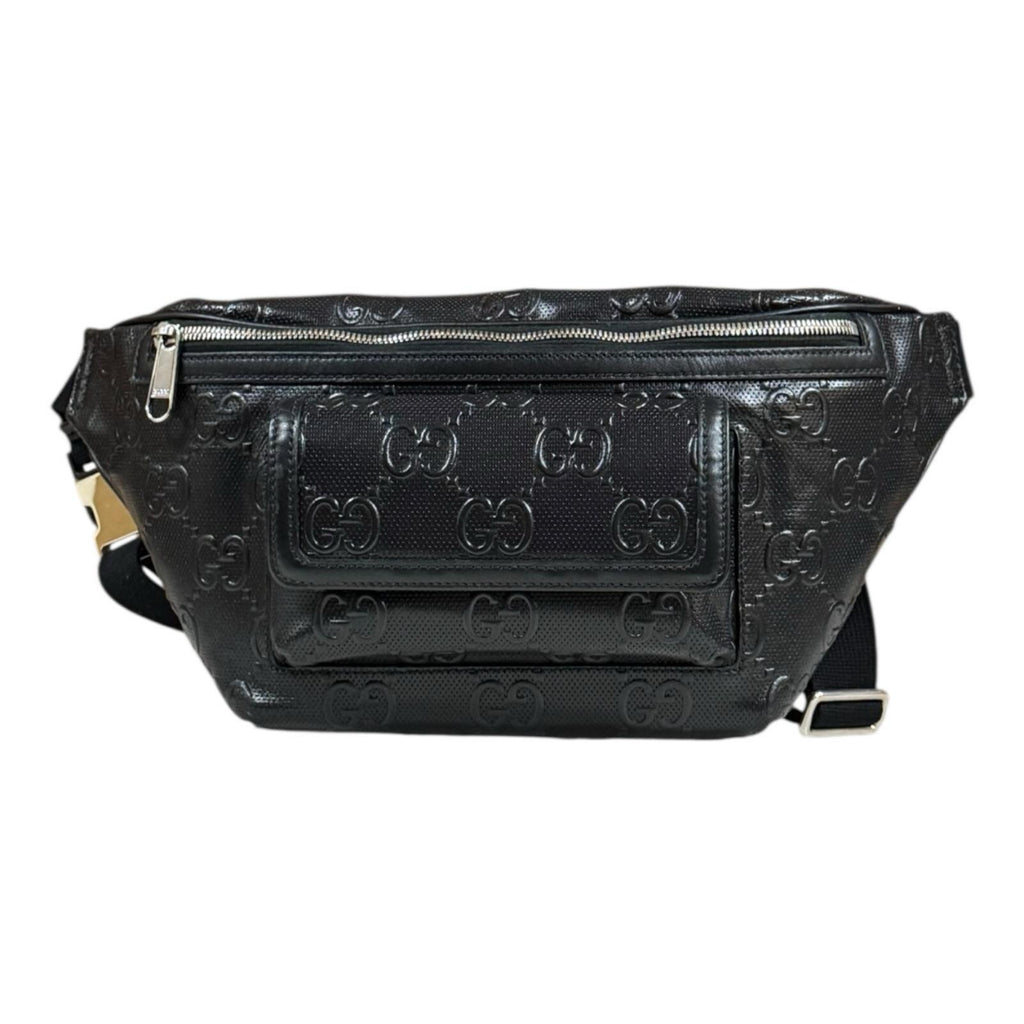 10%OFF！超割祭り】 グッチ GUCCI GGエンボス ウエストバッグ ブラック