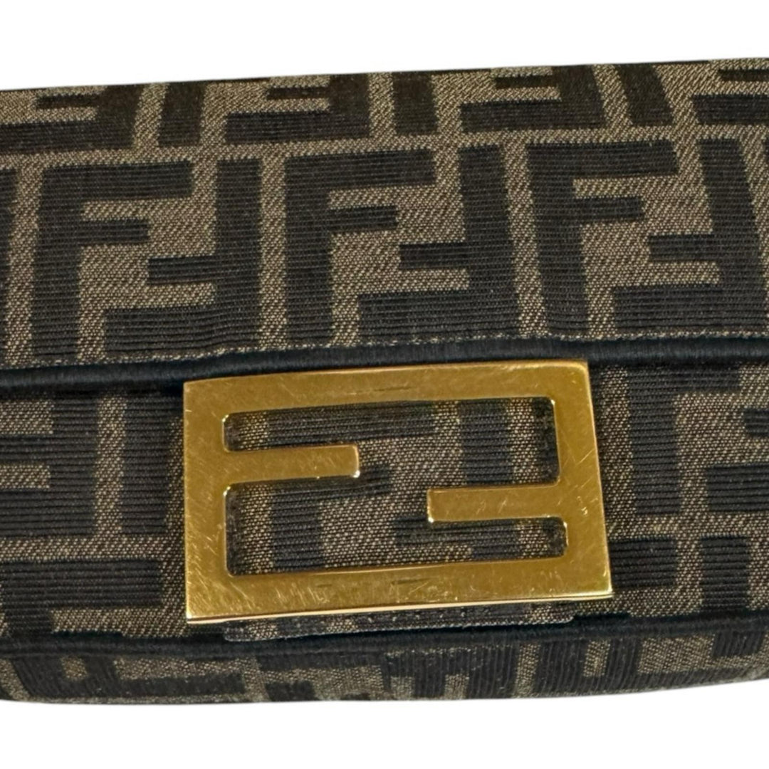 FENDI フェンディ バゲット ミニ ズッカ ショルダーバッグ キャンバス