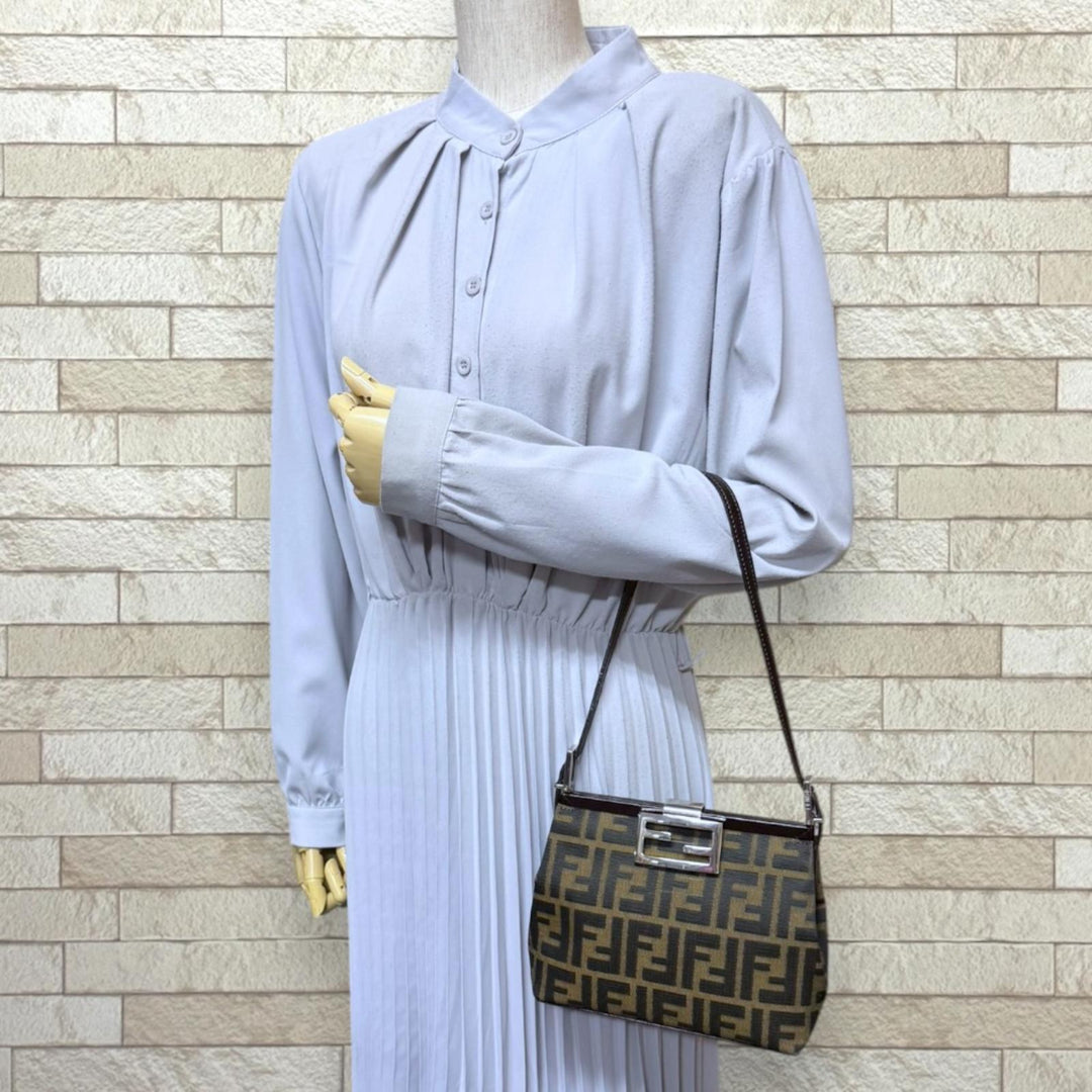 FENDI フェンディ ミニバゲット ズッカ ショルダーバッグ キャンバス