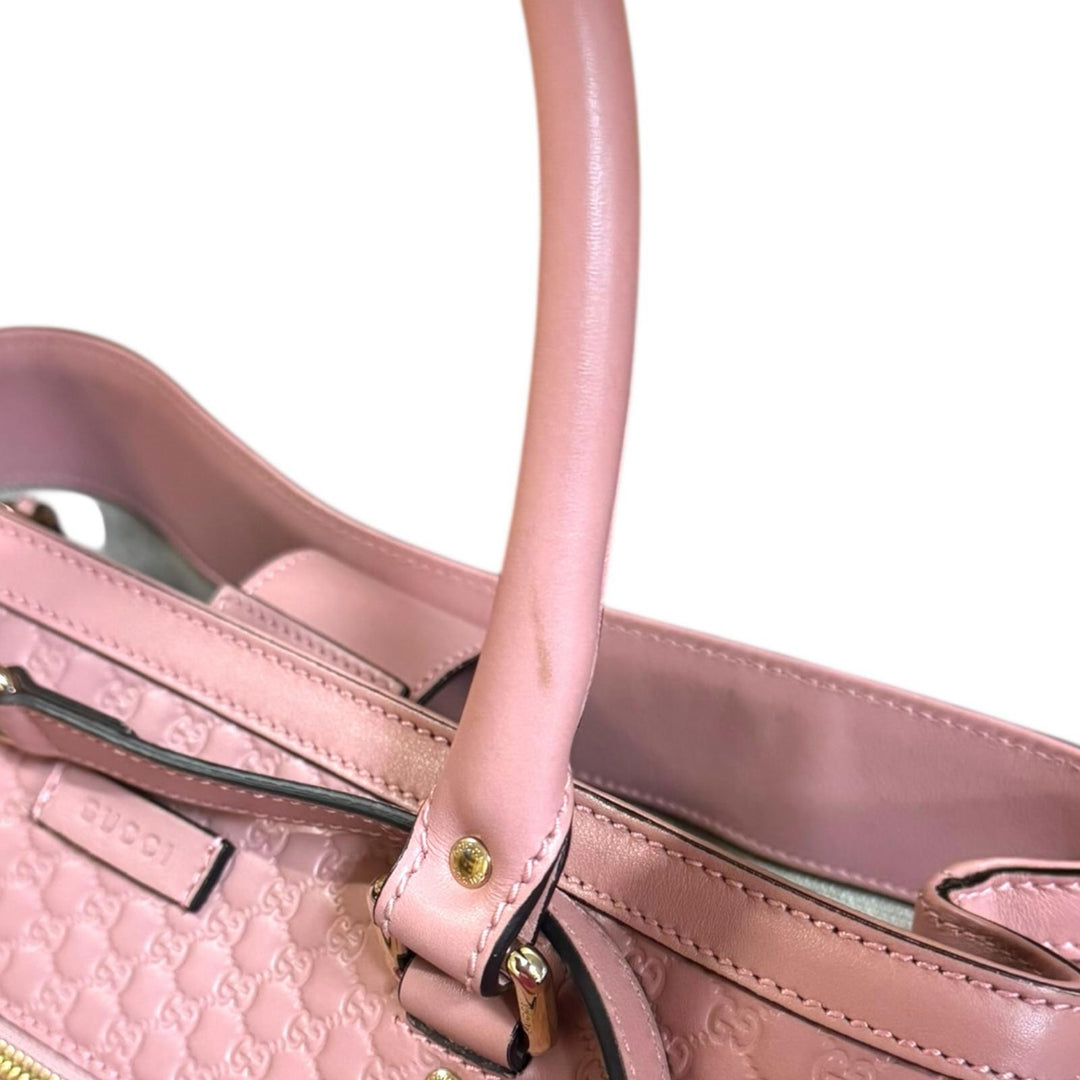 【美品】GUCCI グッチ　マイクログッチシマ　ショルダーバッグ　レザー　ピンク GUCCI グッチ マイクログッチシマ ショルダーバッグ レザー ピンク